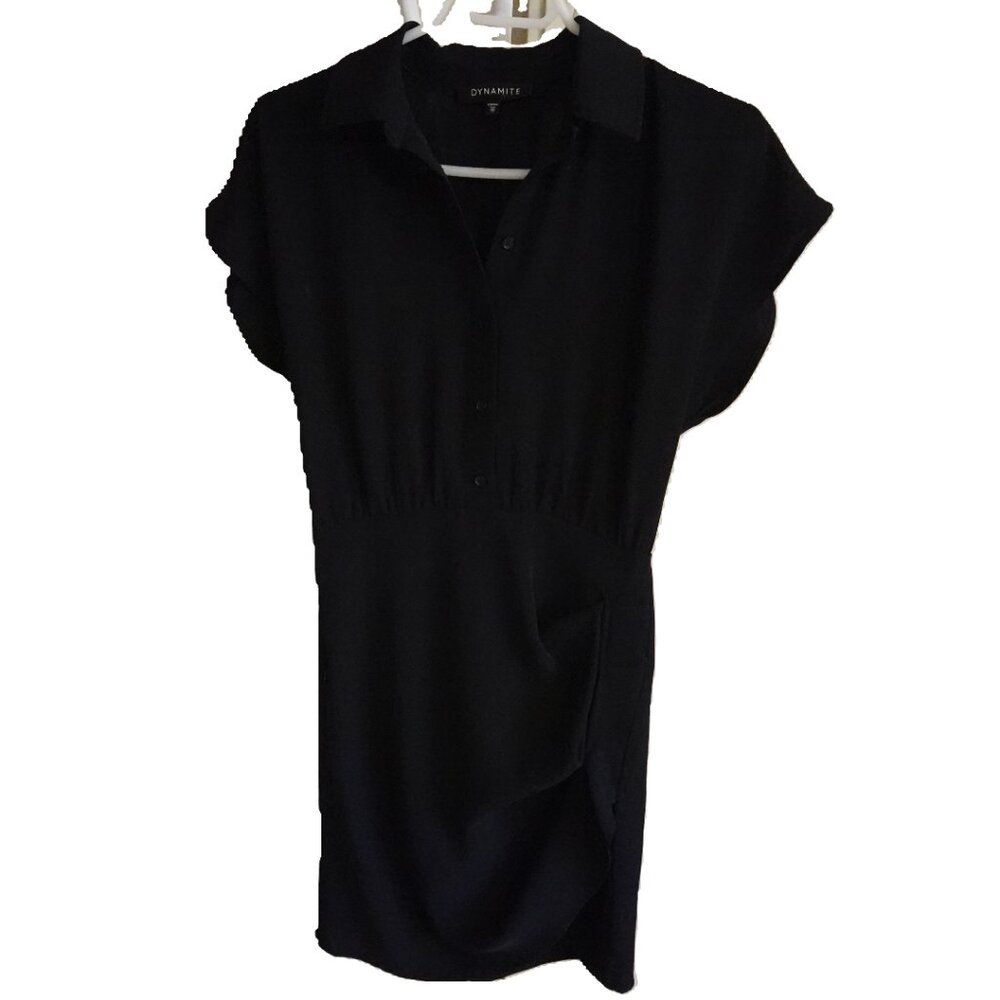 Dynamite Black Button Down Collared Mini Dress in Size XXS